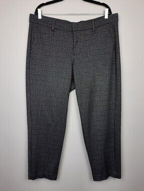 Liverpool Kelsey Gray and Red Plaid Print Straight Leg Ponte Trousers 16W